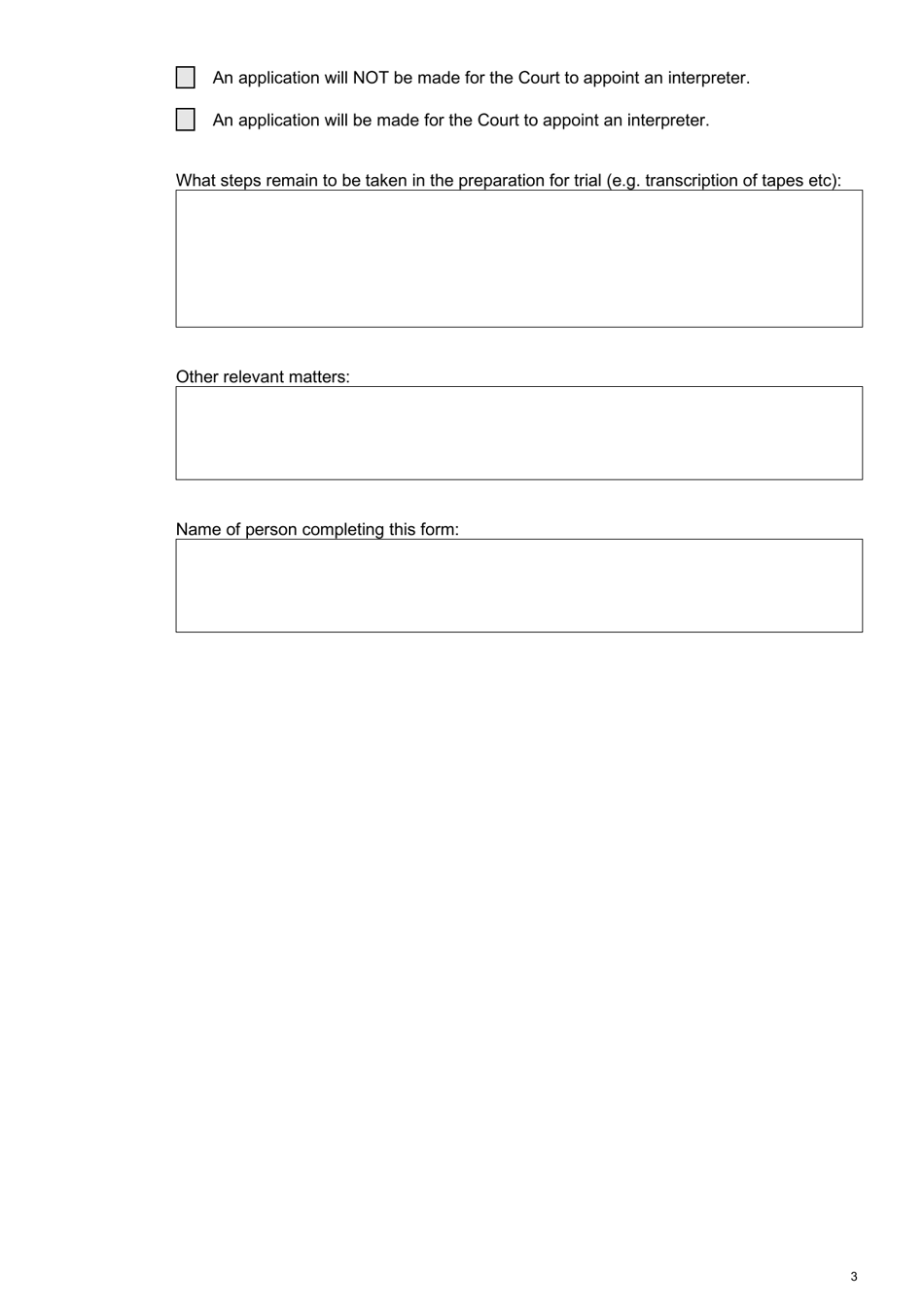 Form 1 Information for Allocation of Trial Dates - Queensland, Australia, Page 3
