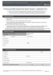 Form 18044-12 &quot;Training and Skills Support/Job Search Support - Application Form&quot; - Queensland, Australia