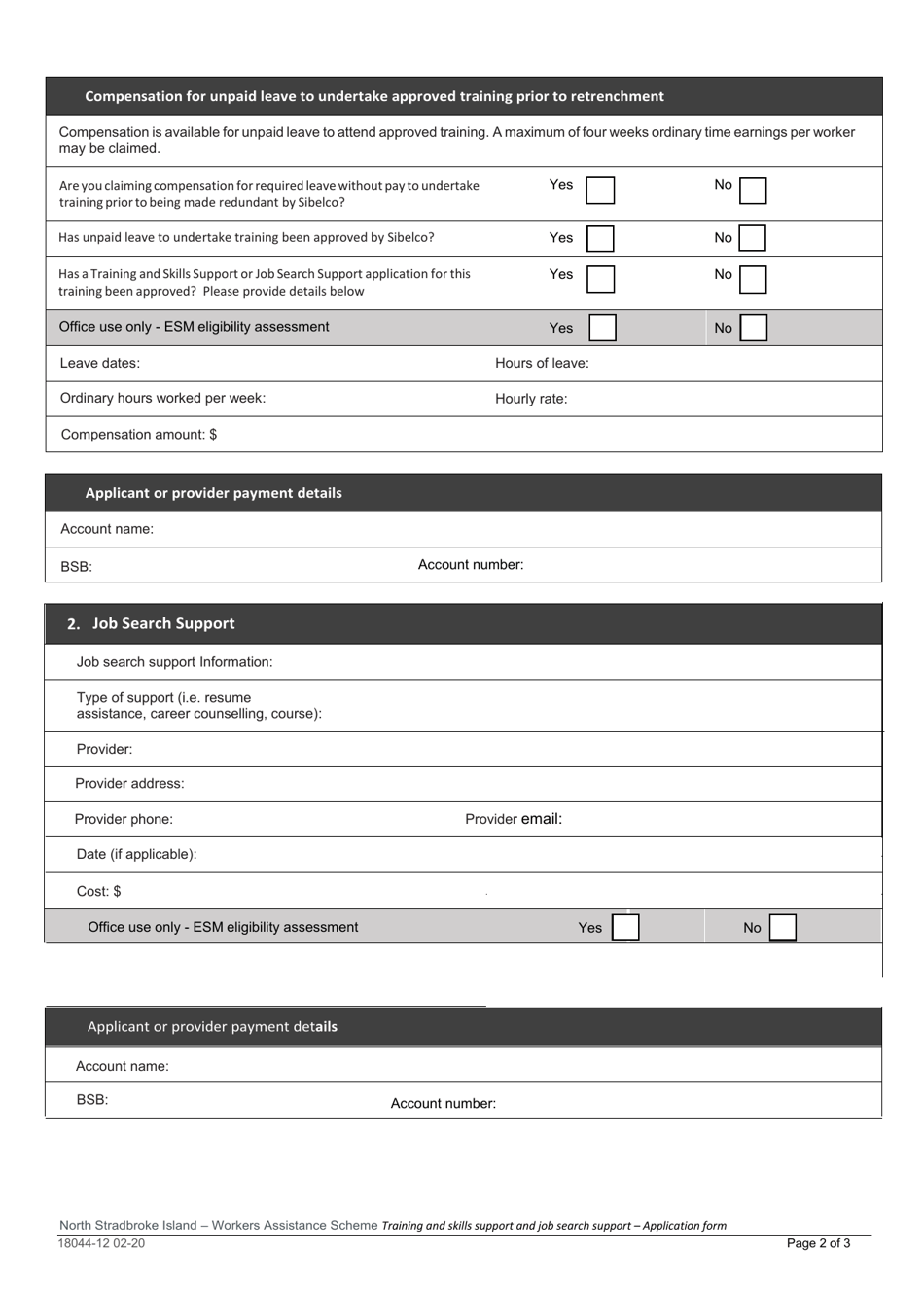 Form 18044-12 Training and Skills Support / Job Search Support - Application Form - Queensland, Australia, Page 2