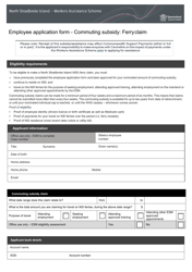 &quot;Employee Application Form - Commuting Subsidy: Ferry Claim&quot; - Queensland, Australia