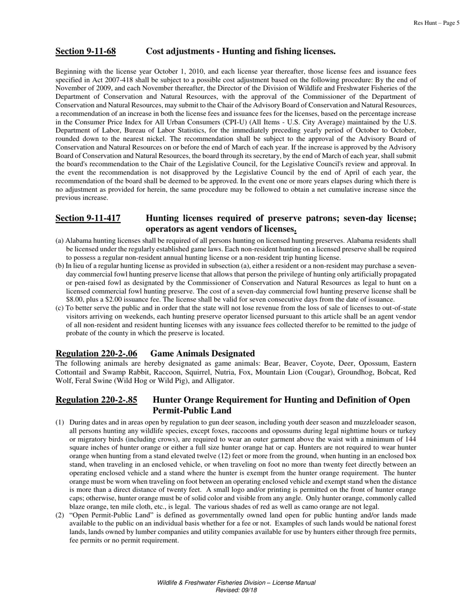 Hunting License - Resident - Alabama, Page 6