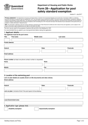Form 28 &quot;Application for Pool Safety Standard Exemption&quot; - Queensland, Australia