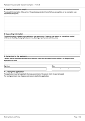 Form 28 Application for Pool Safety Standard Exemption - Queensland, Australia, Page 2
