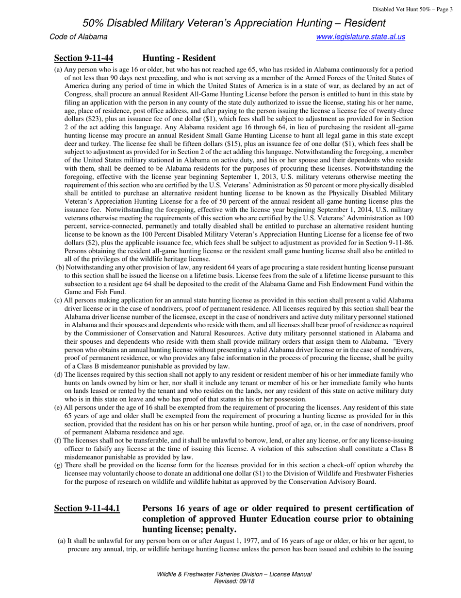 50% Disabled Military Veterans Appreciation Hunting License - Resident - Alabama, Page 4