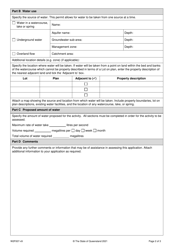 Form W2F007 Application for Permit to Take Water - Queensland, Australia, Page 2