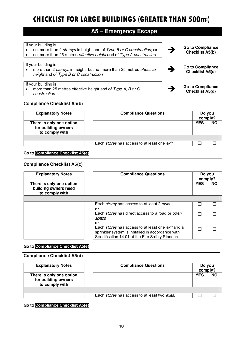 Checklist for Large Buildings (Greater Than 500m2) - Queensland, Australia, Page 10