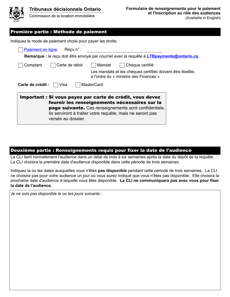 Forme L10 Requete En Paiement Dun Montant Du Par Un Ancien Locataire - Ontario, Canada (French), Page 11