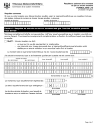 Forme L10 Requete En Paiement D&#039;un Montant Du Par Un Ancien Locataire - Ontario, Canada (French), Page 7