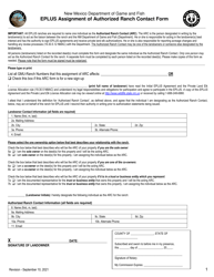 &quot;Eplus Assignment of Authorized Ranch Contact Form&quot; - New Mexico