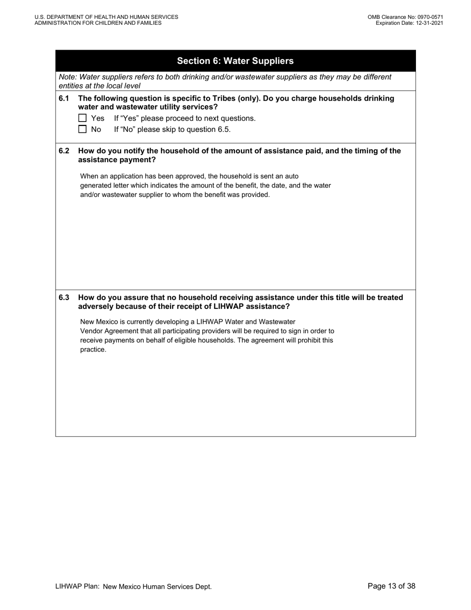 Grant Implementation Plan - Low Income Household Water Assistance Program (Lihwap) - New Mexico, Page 13