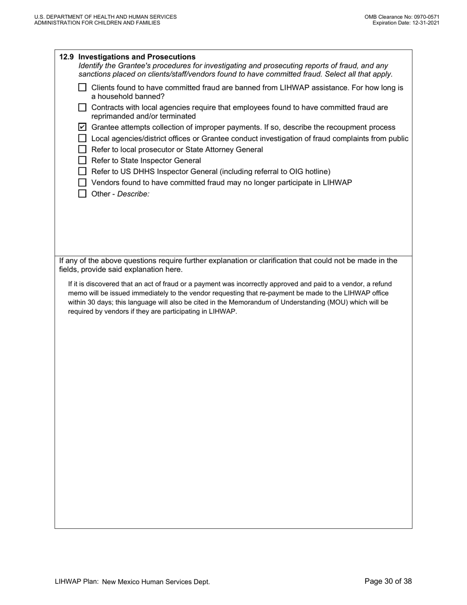 Grant Implementation Plan - Low Income Household Water Assistance Program (Lihwap) - New Mexico, Page 30