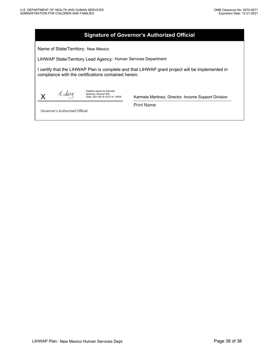 Grant Implementation Plan - Low Income Household Water Assistance Program (Lihwap) - New Mexico, Page 38