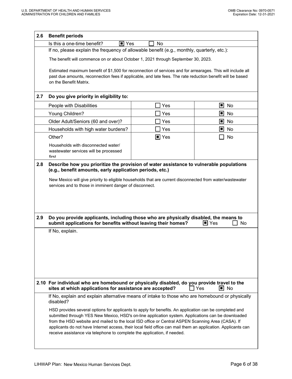 Grant Implementation Plan - Low Income Household Water Assistance Program (Lihwap) - New Mexico, Page 6