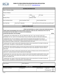 &quot;Farm-To-Fork Operation Registration Application&quot; - Nevada