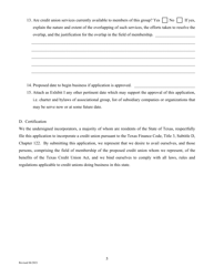 Application for Credit Union Charter - Texas, Page 5