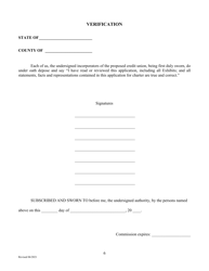 Application for Credit Union Charter - Texas, Page 6