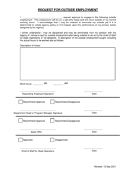 Document preview: Request for Outside Employment - South Carolina