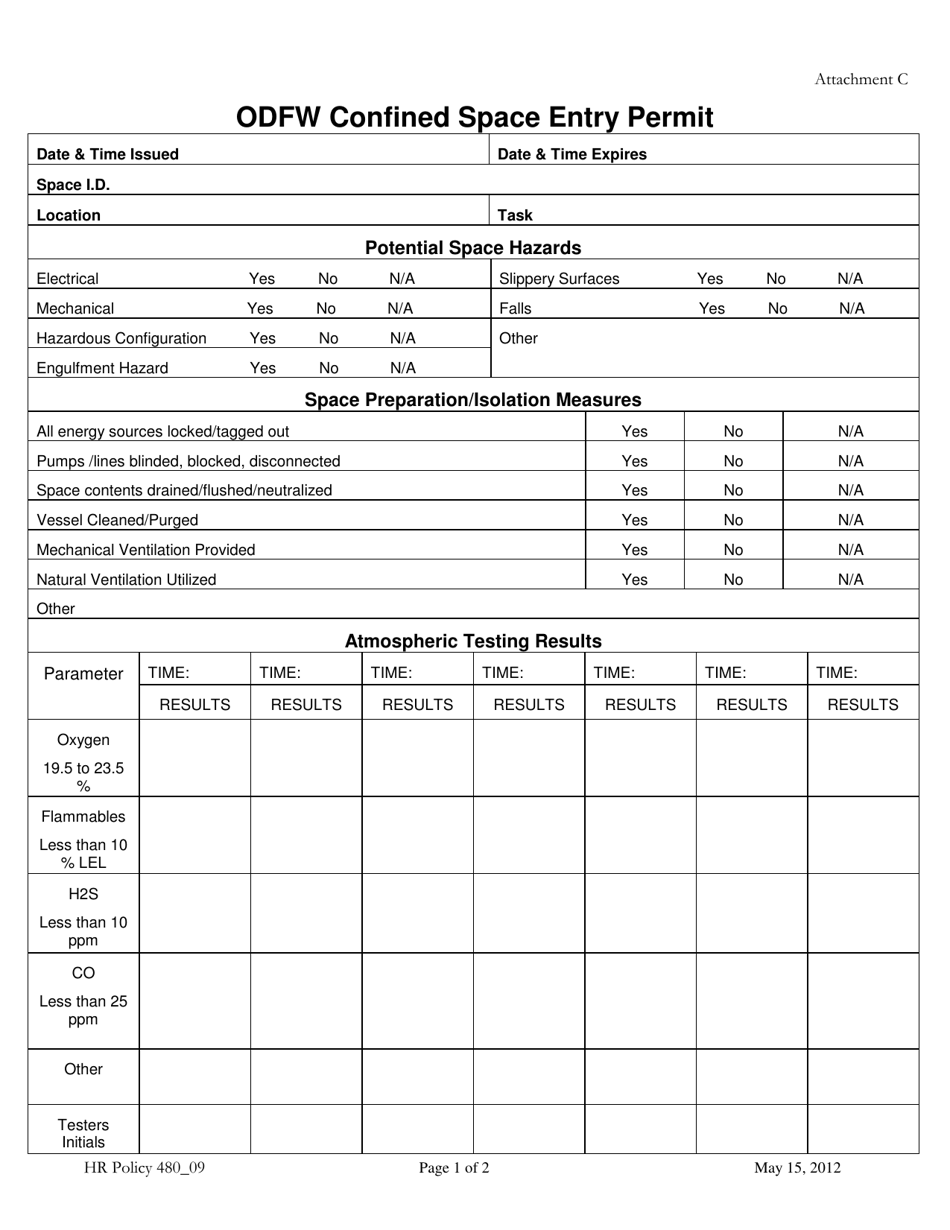 Oregon Odfw Confined Space Entry Permit - Fill Out, Sign Online and ...