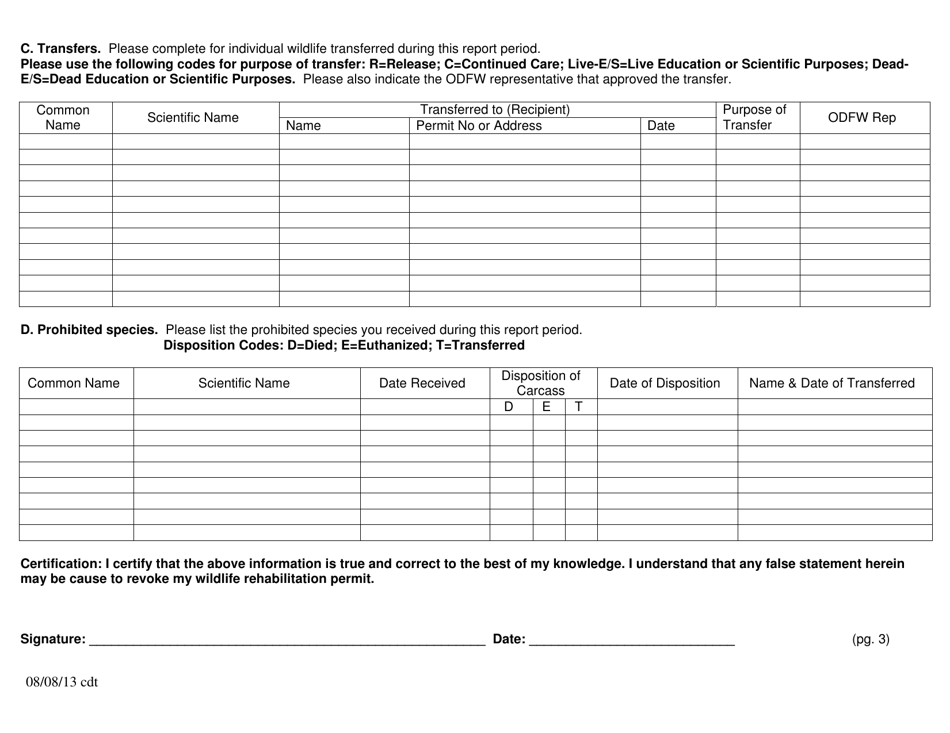 Wildlife Rehabilitation Report - Oregon, Page 3