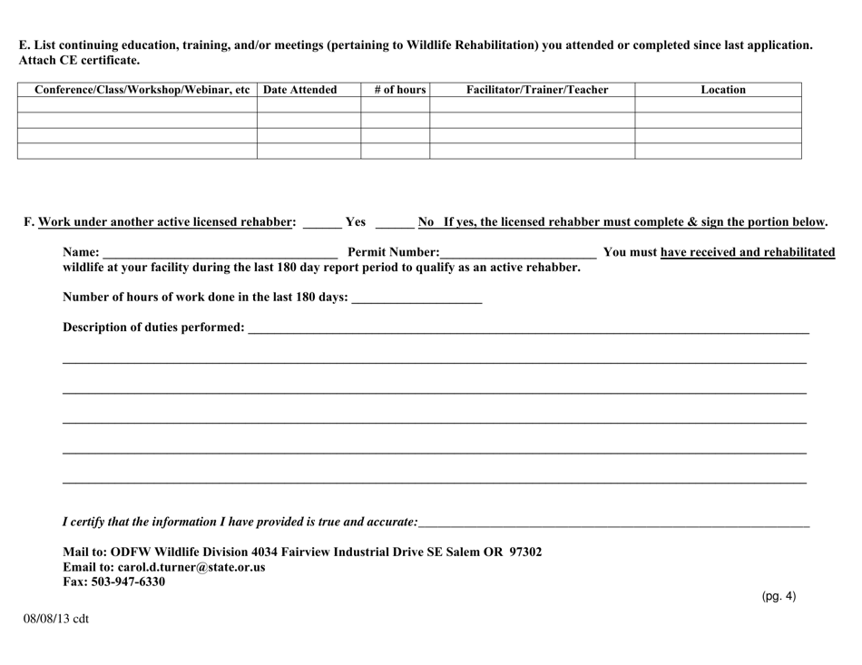 Wildlife Rehabilitation Report - Oregon, Page 4