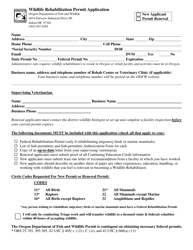 Wildlife Rehabilitation Permit Application - Oregon
