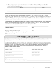 Oregon Falconry License Application - Oregon, Page 2