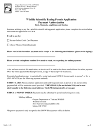 Wildlife Scientific Taking Permit Application - Birds, Mammals, Amphibians and Reptiles - Oregon, Page 2