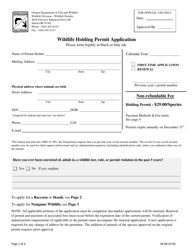 Document preview: Wildlife Holding Permit Application - Oregon