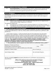 Participating Manufacturer Certification for Listing on the Oregon Tobacco Directory - Oregon, Page 3