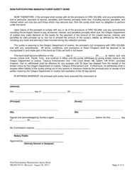 Form DM8370110 Non-participating Manufacturer Surety Bond - Oregon, Page 2