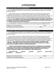 Escrow Compliance Certificate and Affidavit (Non-participating Manufacturer) - Oregon, Page 3