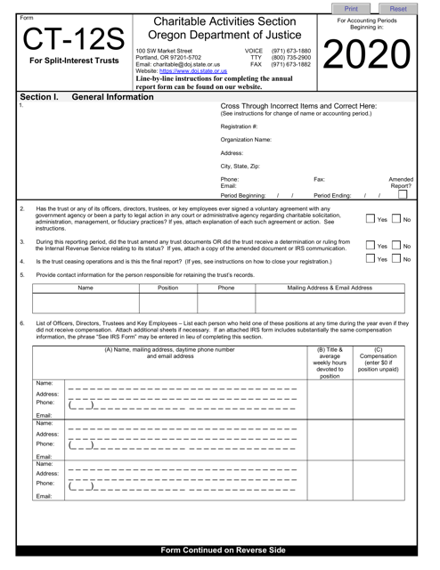 Form CT-12S 2020 Printable Pdf