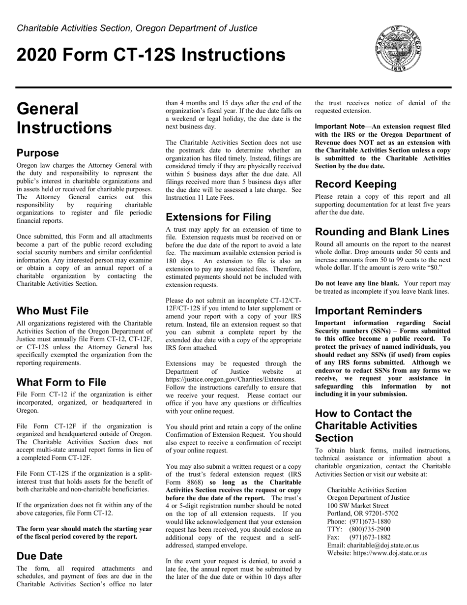 Form CT-12S Charitable Activities Form for Split-Interest Trusts - Oregon, Page 3