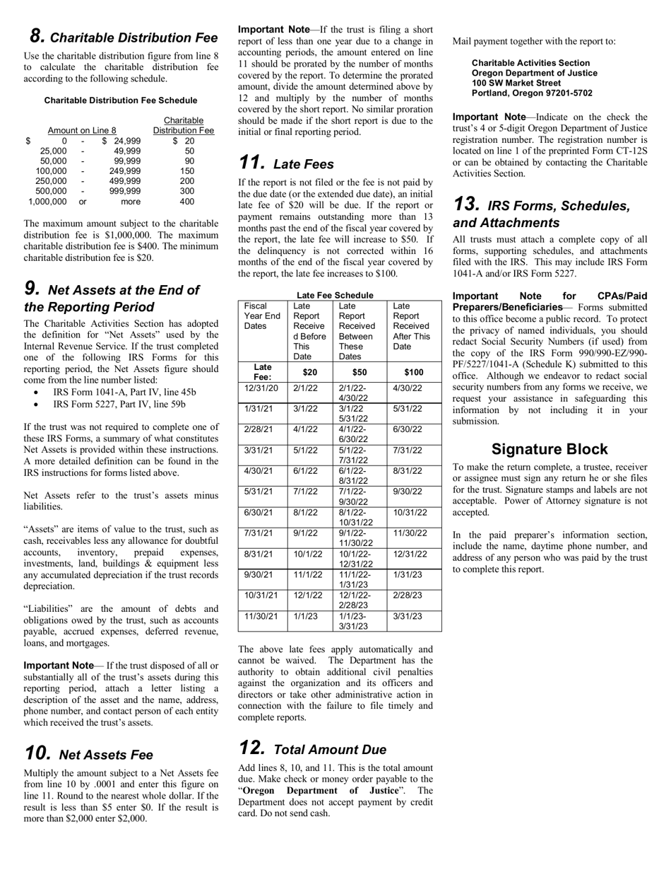 Form CT-12S Charitable Activities Form for Split-Interest Trusts - Oregon, Page 5