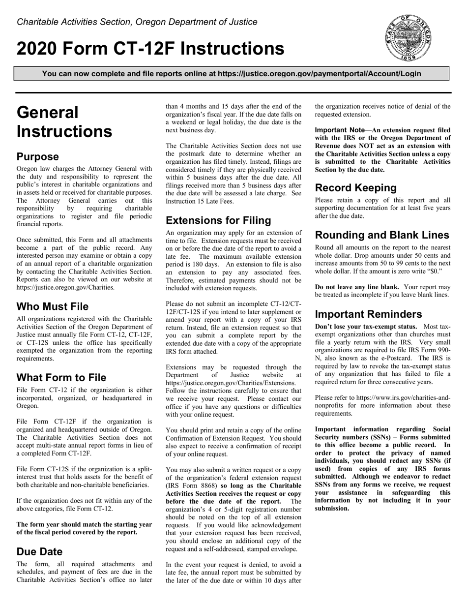 Form CT-12F Charitable Activities Form for Foreign Charities - Oregon, Page 3