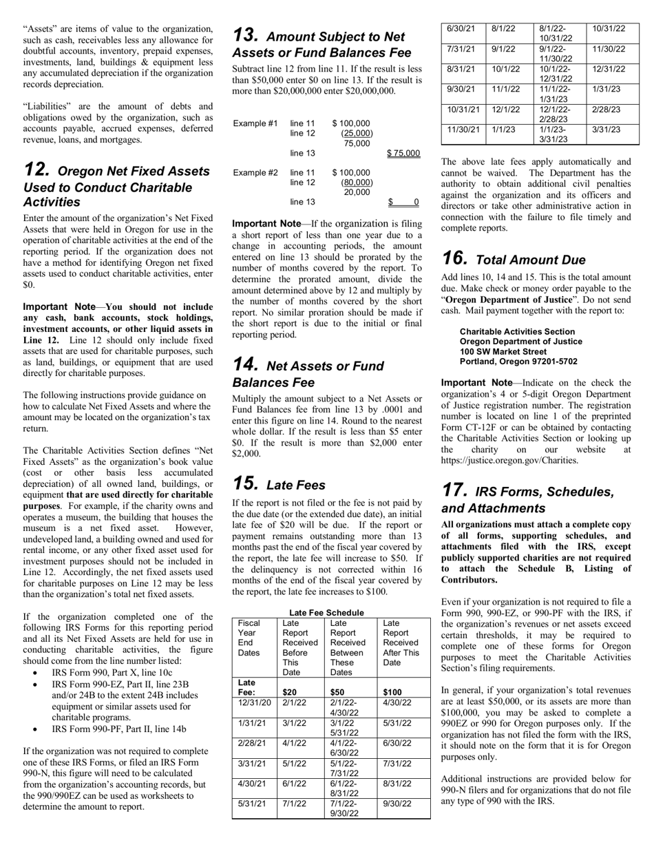 Form CT-12F Charitable Activities Form for Foreign Charities - Oregon, Page 6