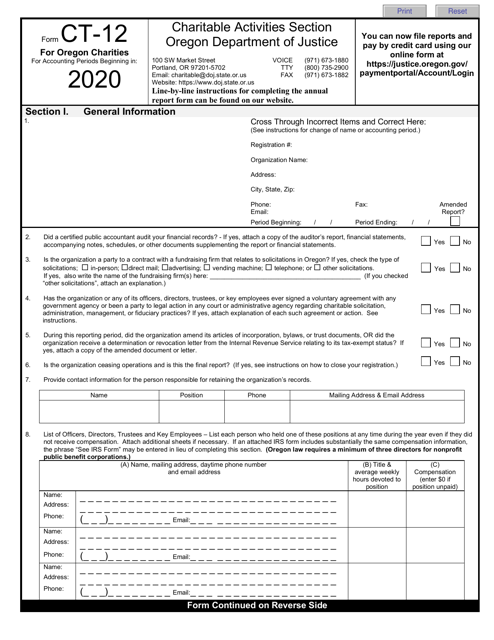 Form CT-12 2020 Printable Pdf