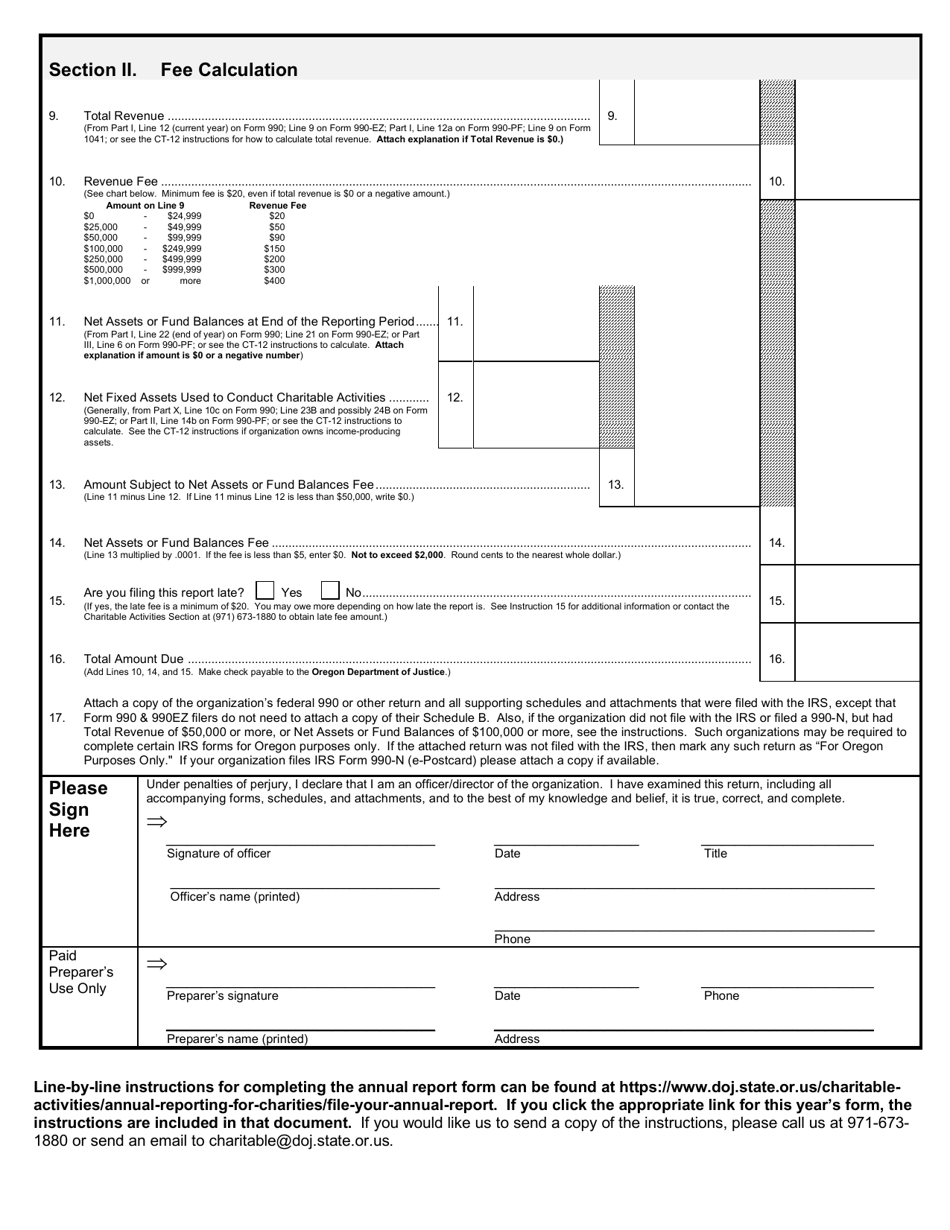 Form CT-12 Charitable Activities Form for Oregon Charities - Oregon, Page 2