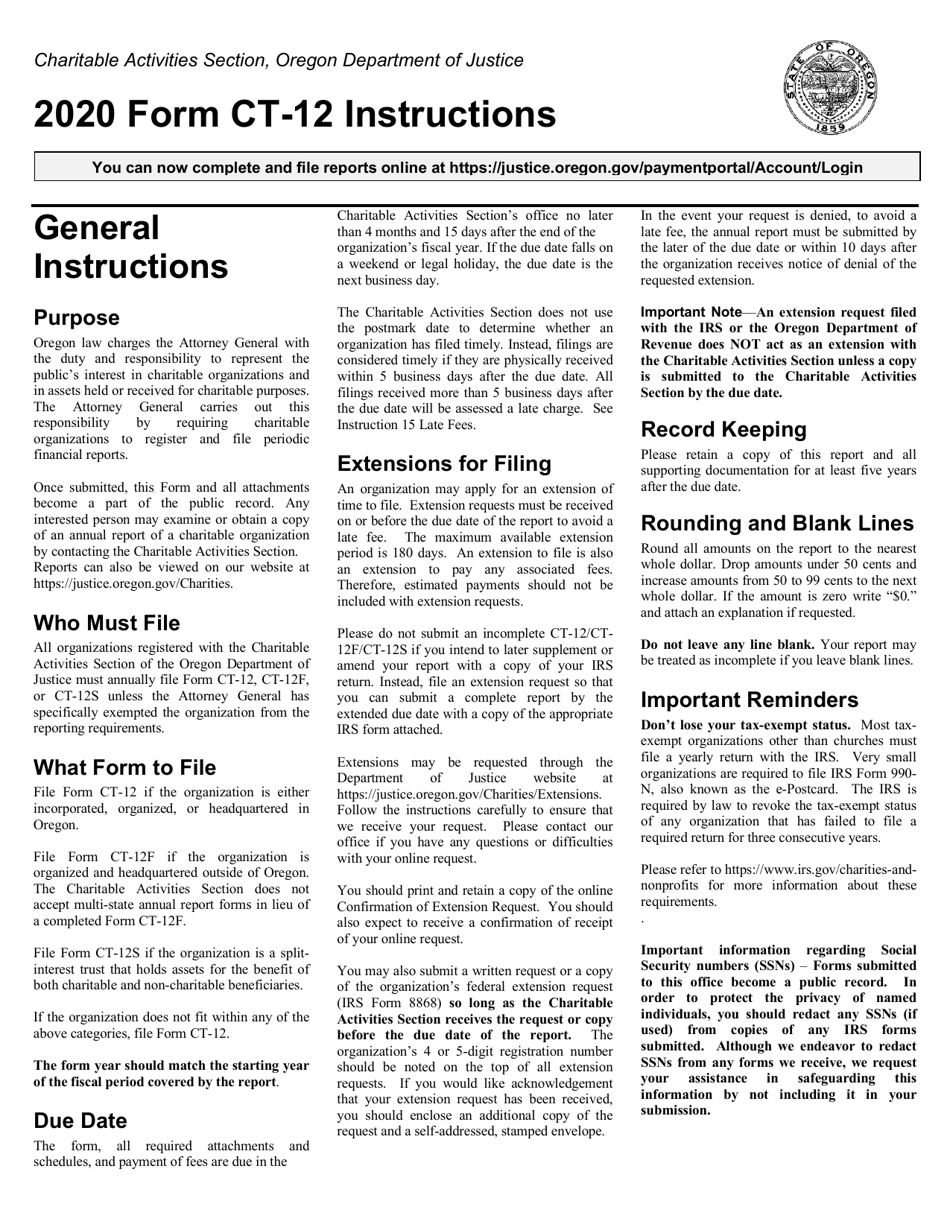 Form CT-12 Charitable Activities Form for Oregon Charities - Oregon, Page 3
