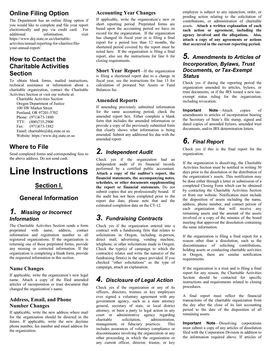 Form CT-12 Charitable Activities Form for Oregon Charities - Oregon, Page 4