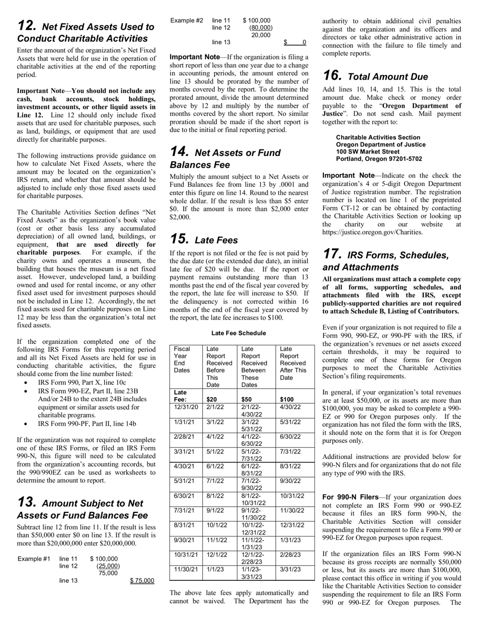 Form CT-12 Charitable Activities Form for Oregon Charities - Oregon, Page 6