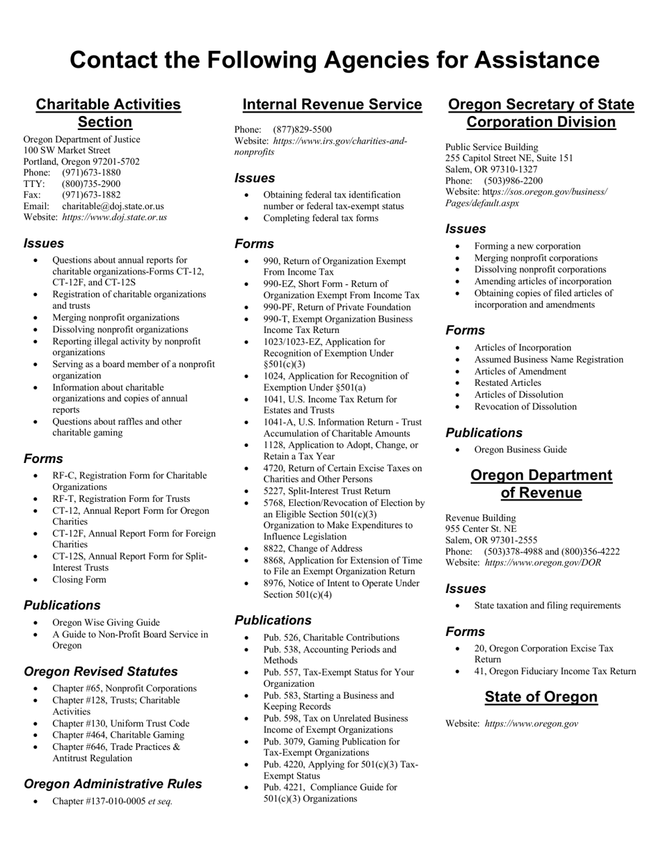 Form CT-12 Charitable Activities Form for Oregon Charities - Oregon, Page 8