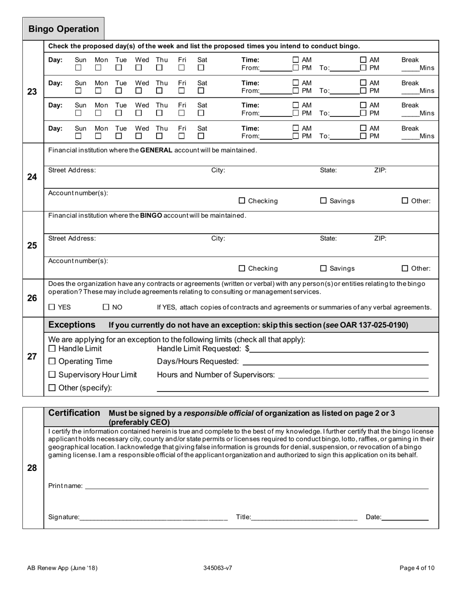 Oregon application for a renewal upgrade class a and b license to