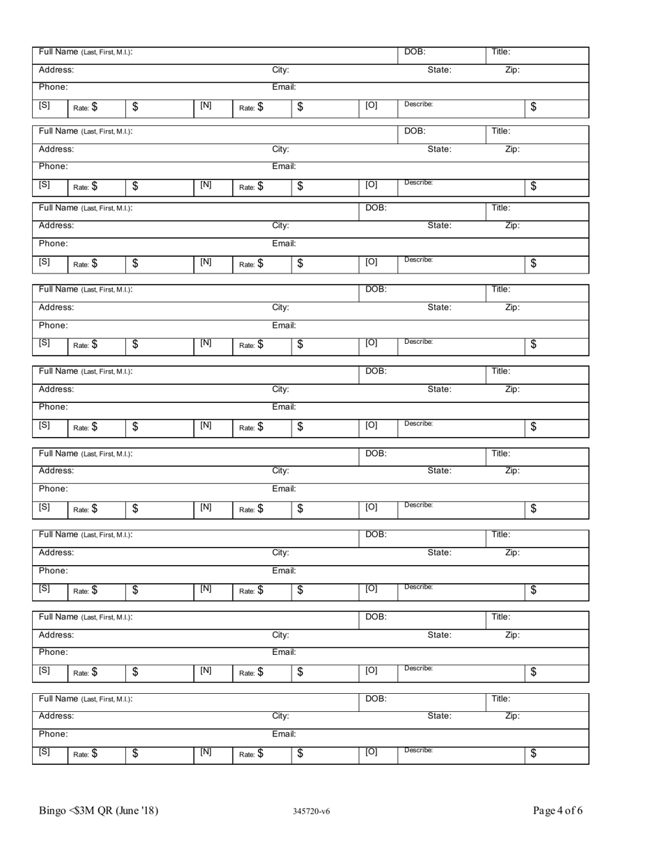Bingo Class a Quarterly Report With Handle $3 Million or Less - Oregon, Page 4