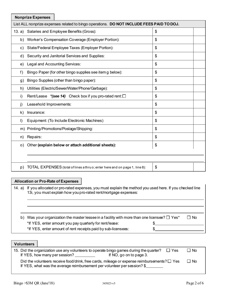 Bingo Class a Quarterly Report With Handle $3 Million or More - Oregon, Page 2