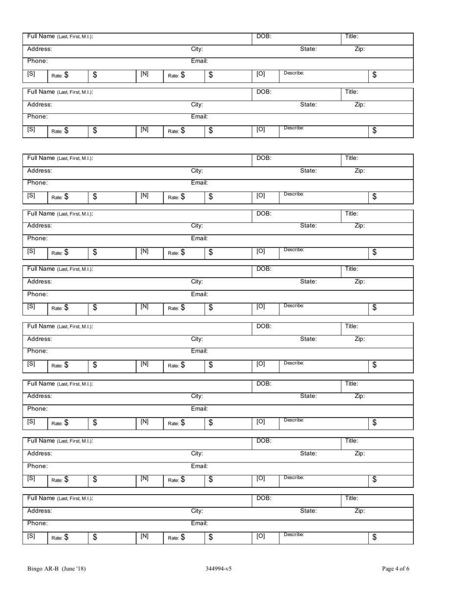 Class B Bingo Annual Report - Oregon, Page 4