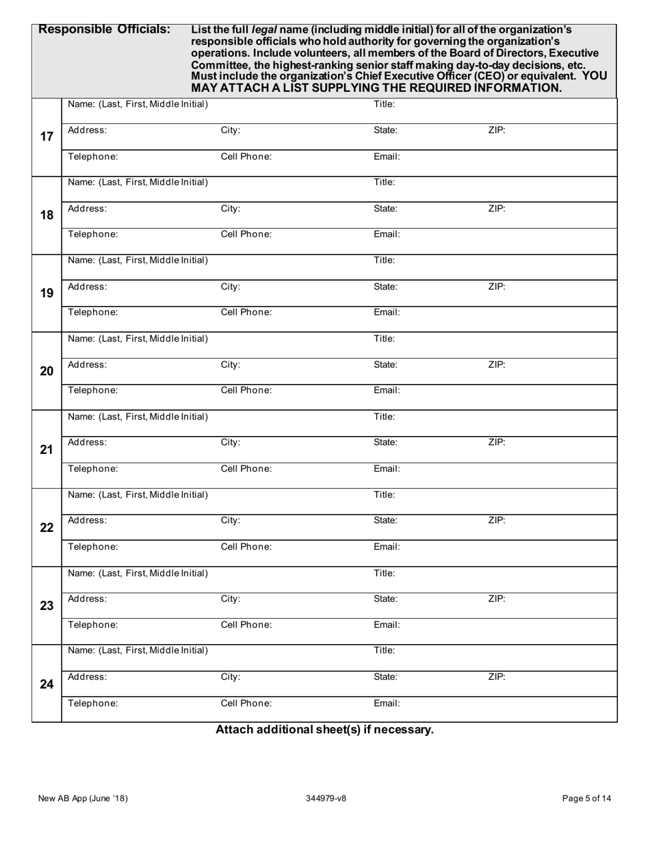 Application for a New Class a and B License to Operate Bingo Games - Oregon, Page 5