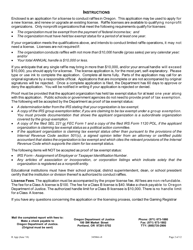 &quot;Application for a New or Renewal Class a and B License to Operate Raffle Games&quot; - Oregon, Page 2