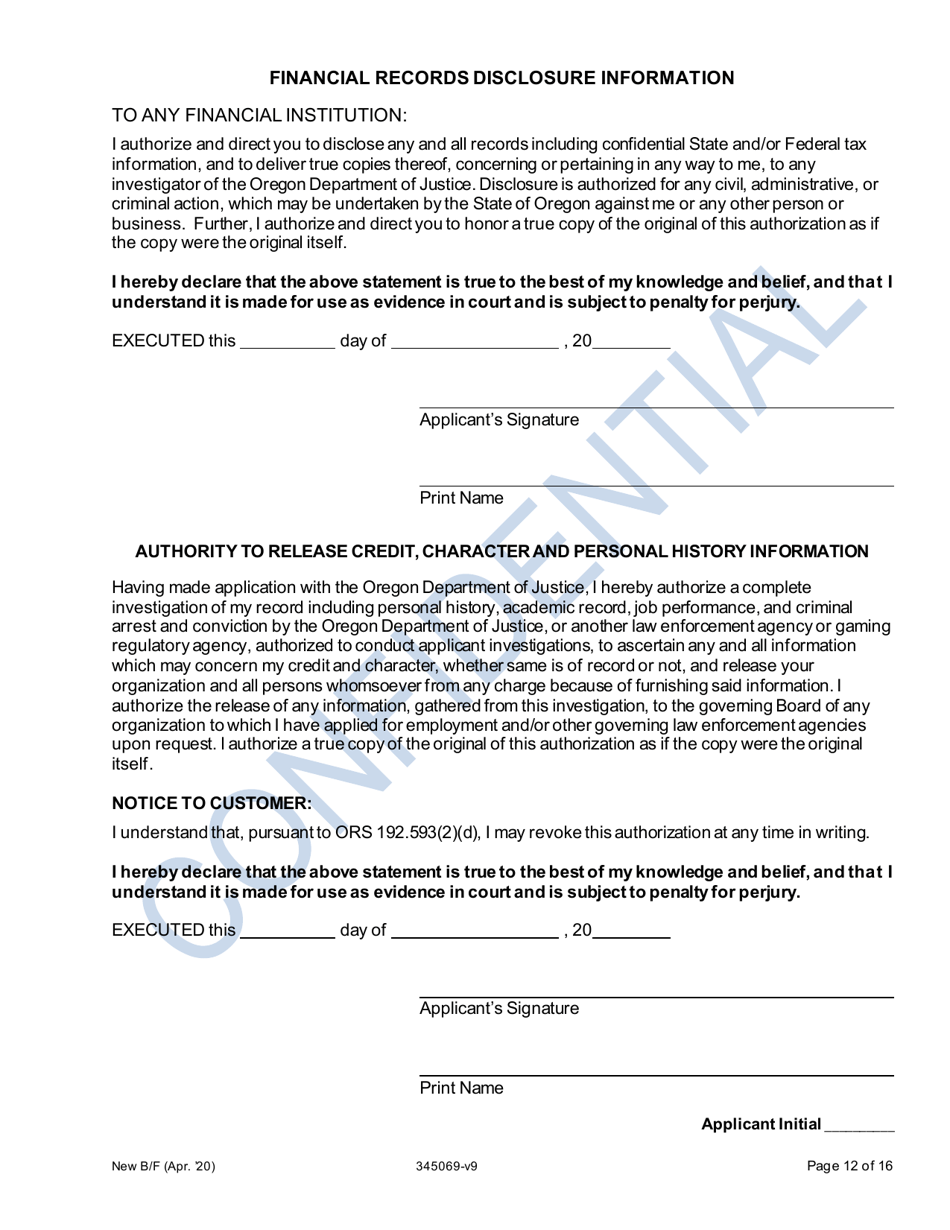 Application for New Bingo Manager - Oregon, Page 12