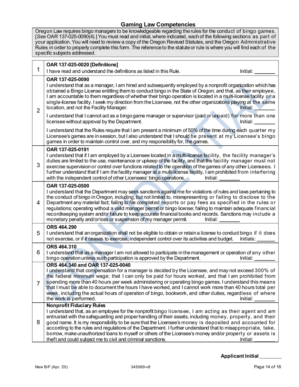 Application for New Bingo Manager - Oregon, Page 14